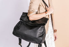 Handmade Genuine Leather Backpack Bag Shoulder Bag Black Women Leather Purse - EverHandmade