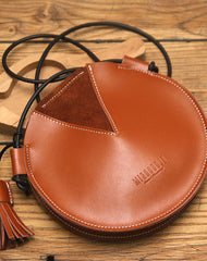 Cute LEATHER WOMEN SHOULDER Circle BAG Crossbody Round Purses FOR WOMEN