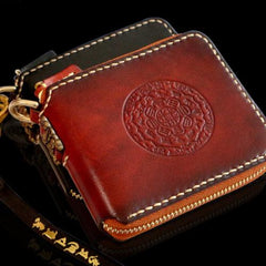 Handmade Leather Mens Biker Chain Wallet Cool Leather Wallets Small Chain Wallets for Men