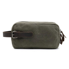Cool Waxed Canvas Leather Mens Zipper Wristlet Bag Vintage Clutch Zipper Bag for Men