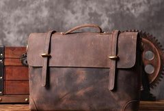 Handmade Cool leather mens Briefcases vintage laptop Briefcase Business Briefcase - EverHandmade
