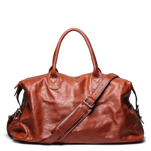 Brown Fashion Leather Mens 15 inches Messenger - Back View