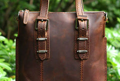 Genuine Leather Mens Cool Messenger Bag iPad Bag Chest Bag Bike Bag Cycling Briefcase Bag For Men - EverHandmade
