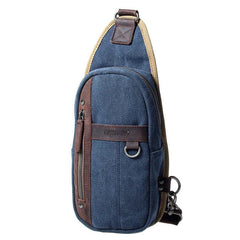 Navy Canvas Sling Backpack Men's Sling Bag Khaki Chest Bag Canvas One shoulder Backpack For Men
