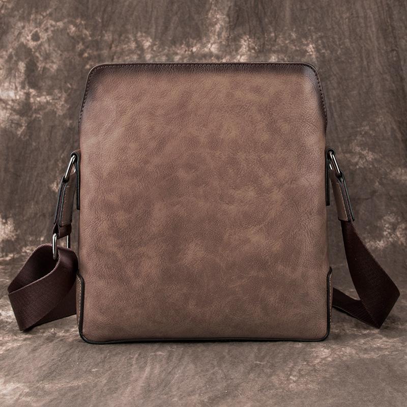 Vintage Coffee LEATHER MEN'S Small Side bag - Back View
