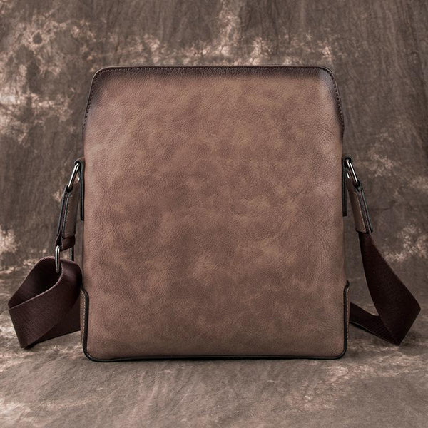 Vintage Coffee LEATHER MEN'S Small Side bag - Back View