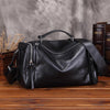 Fashion Black Leather Men's Small Barrel Side Bag Messenger Bag Small Black Overnight Bag For Men