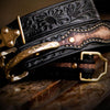 Handmade Black Cool Leather Tooled Mens Belt Leather Men Belts for Men