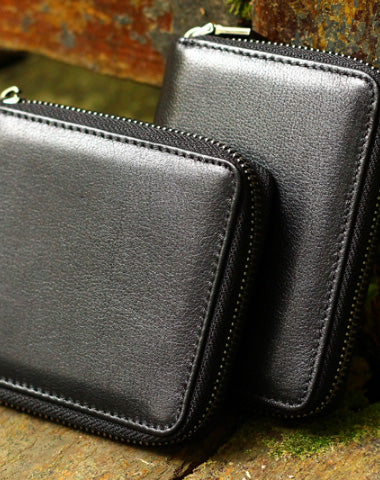 Mens Leather Wallet billfold Leather Wallet Small Slim Bifold Wallet For Men - EverHandmade