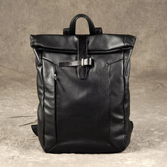 Leather Mens Black Cool Backpack Large Travel Bag School Bag for men