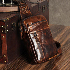 Leather Mens Cool Chest Bag Sling Bag Crossbody Sling Bags for men