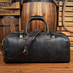 Cool Leather Mens Weekender Bag Shoulder Travel Bag Duffle Bag Coffee luggage Bag for Men