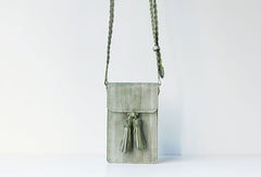 Handmade leather green purse phone bag shoulder bag cossbody bag purse women
