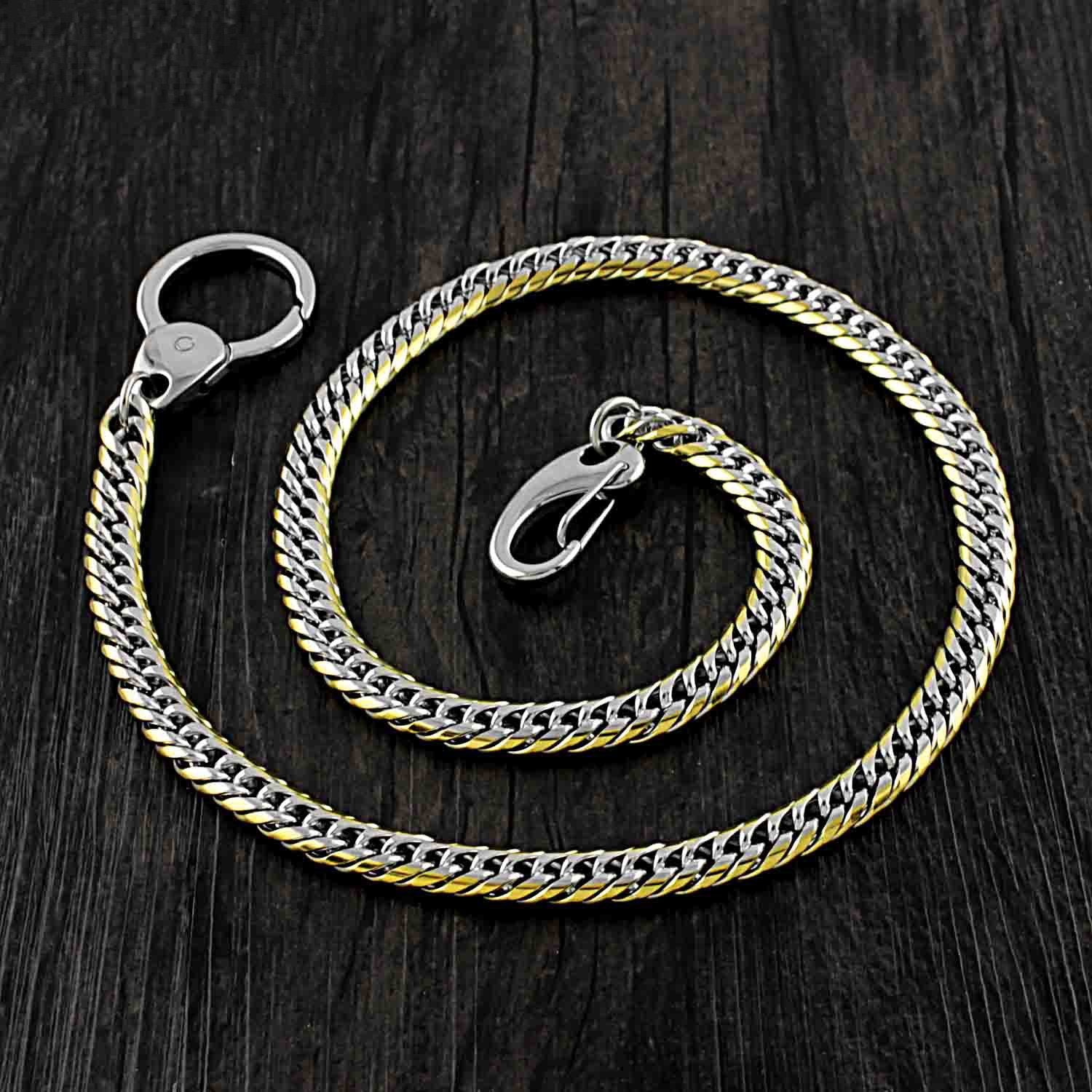SOLID STAINLESS STEEL BIKER Silver Gold WALLET CHAIN LONG PANTS CHAIN jeans chain jean chain FOR MEN