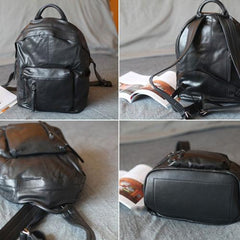 Womens Black Backpack Purse Leather Book Bag Purse - Annie Jewel