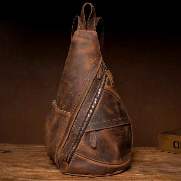 Leather Mens Cool 10 inches Sling Bag - Back View