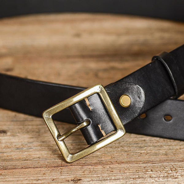 Casual Handmade Leather Simple Leather Belts Mens - Back View