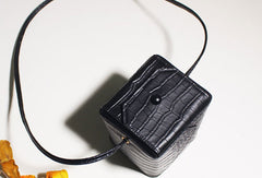 Genuine Leather Cube bag shoulder bag black for women leather crossbody bag