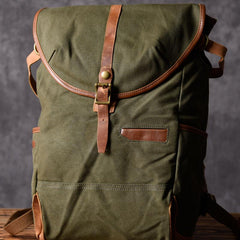 Green Canvas Mens Cool Backpack Large Travel Backpack Canvas Hiking Backpack for Men