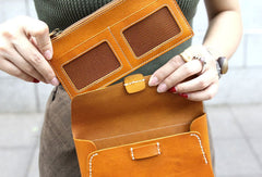 Handmade leather detachable clutch purse long wallet purse clutch women - EverHandmade