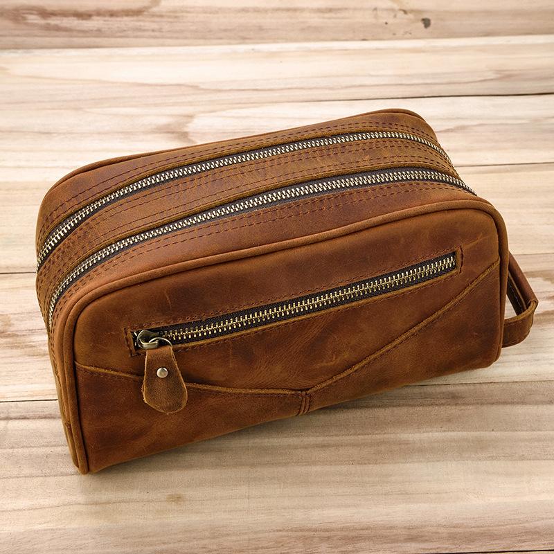 Mens' Vintage Genuine Leather Clutch Purse Men Business Clutch Hand Bag  Cowhide Wallet