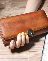 Classic womens Leather Flip Long Wallet Phone Wallet Clutch Wallet for Ladies