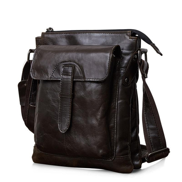 Dark Coffee LEATHER MENS Ipad Vertical SIDE BAG COURIER BAG Small Vertical MESSE FY01582121