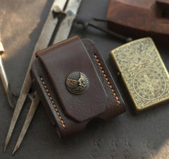 Handmade Leather Mens Standard Zippo Lighter Case With Belt Loop Zippo Cool Standard Lighter Holders For Men