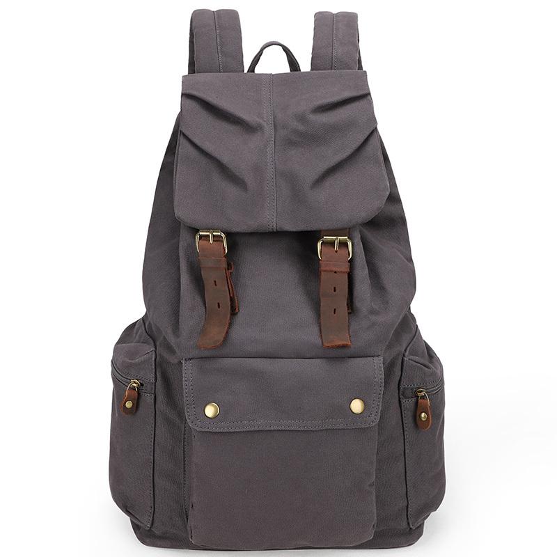 Unisex Canvas Backpack - Black, Grey, Green or Khaki