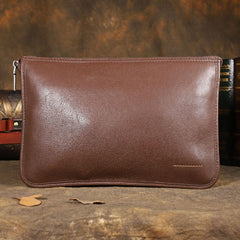 Coffee Leather Mens Large Leather Wallet Wristlet Bag Black Envelope Bag Clutch Wallet for Men
