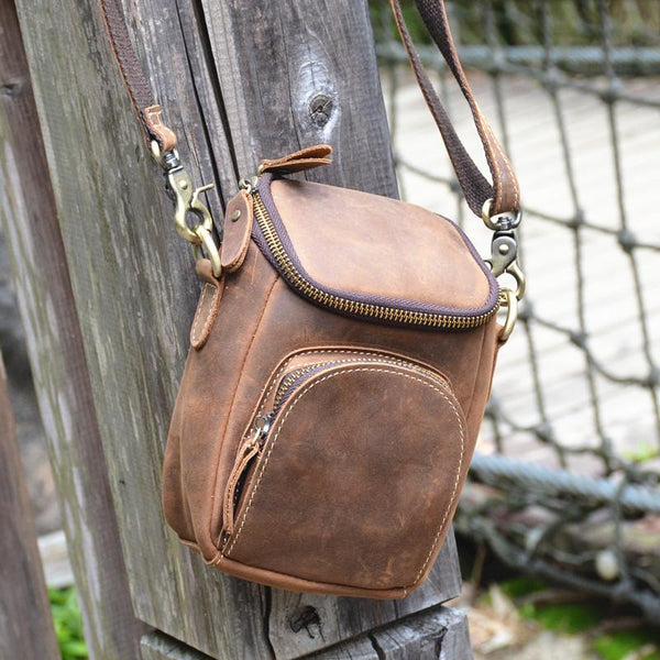 Leather Belt Pouch Men's Belt Bag Mini - Back View