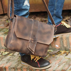 Cool Leather Mens Vintage Brown Messenger Bag Side Bag Small Shoulder Bag for Men