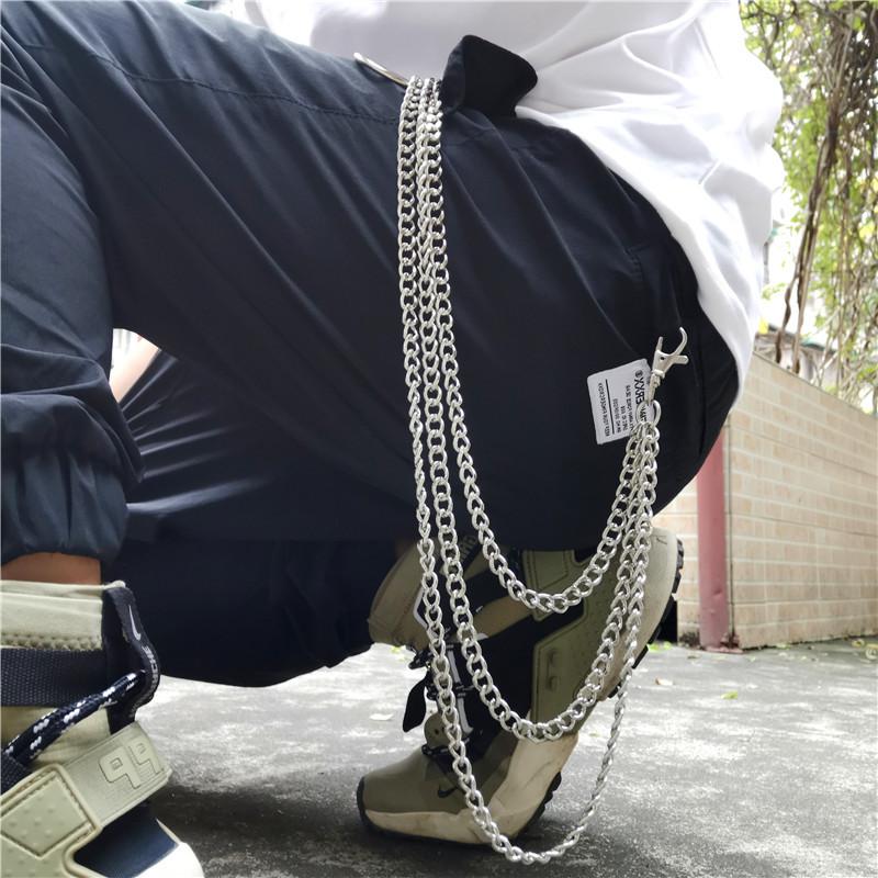 Badass Punk Mens Womens Long Three-Layer Hip Hop Pants Chain Wallet Ch