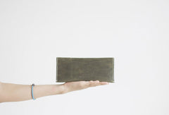 Handmade leather dark green clutch purse long wallet purse clutch women - EverHandmade