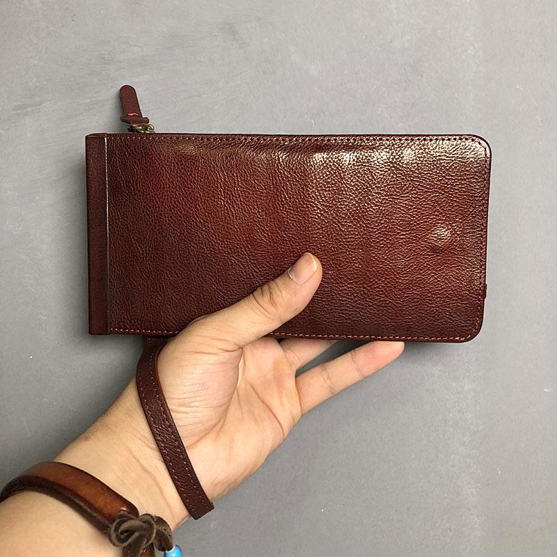 Genuine Leather Mens Cool Long Leather Wallet - Back View