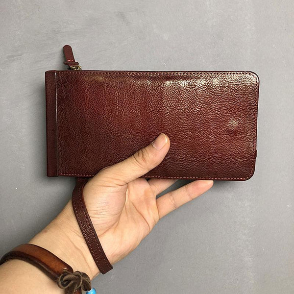 Genuine Leather Mens Cool Long Leather Wallet - Back View