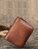 Brown Small Leather Bifold Wallet Around Zip Billfold Cute Women Zipper Wallet For Ladies