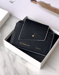 Cute Women Black Leather Card Holders Slim Card Wallet Coin Holder Change Wallet For Women