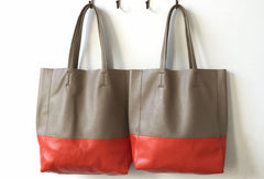 leather tote bags with zipper​ Leather Tote Bag Two Tone Tote Bag Womens Two Tone Purse Leather Work Tote Bag