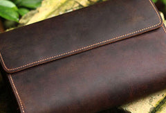 Genuine Leather Mens Cool Clutch Messenger Bag Folded Wristlet Purse Bike Bag Cycling Bag For Men - EverHandmade