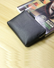 Cute Women Slim Green Leather Mini Zip Coin Wallet Billfold Small Zip Change Wallet For Women
