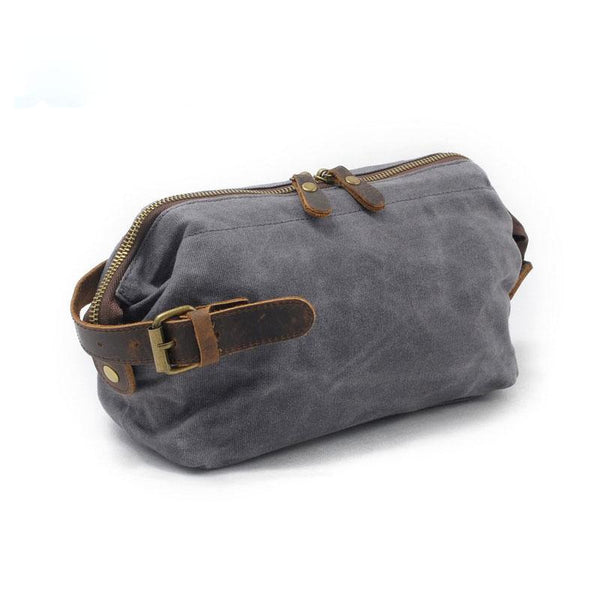 Cool Canvas Leather Mens Zipper Wristlet Bag Vintage Clutch Zipper Bag for Men