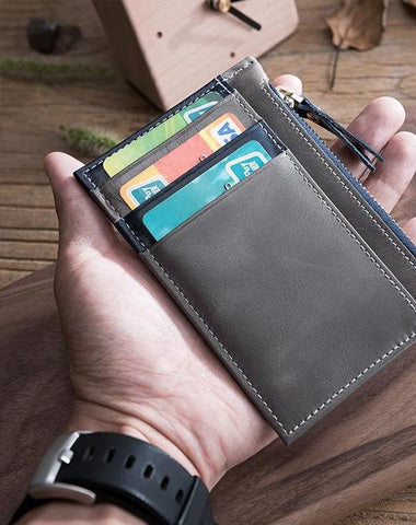 Handmade Leather Mens Cool billfold Wallet Card Holder Small Card Slim Wallets for Men