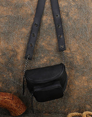 Vintage Green Leather Womens Saddle Shoulder Bag - Card Slots Detail