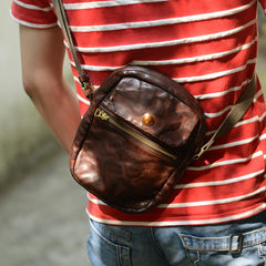 Cool Black Leather Men Small Vertical Messenger Bags Brown Side Bag Courier Bag For Men
