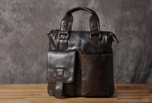 Handmade leather men Briefcase messenger vintage shoulder laptop bag vintage bag