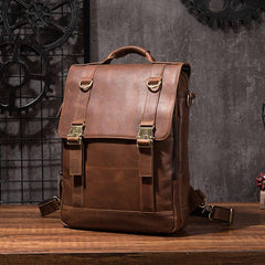 Cool Mens Leather Backpack School Backpack Leather Laptop Backpack for Men