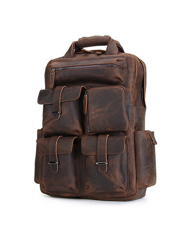 Cool Leather Mens Backpack Large Vintage Large Travel Backpack for Men