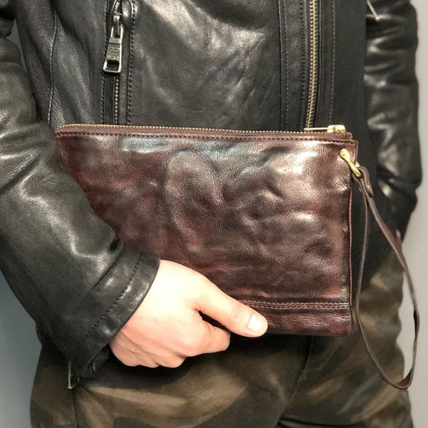 Handmade Genuine Leather Mens Clutch Cool Slim - Back View