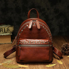 Brown Leather Rucksack Womens Leather Small Backpack Ladies Backpack Purse